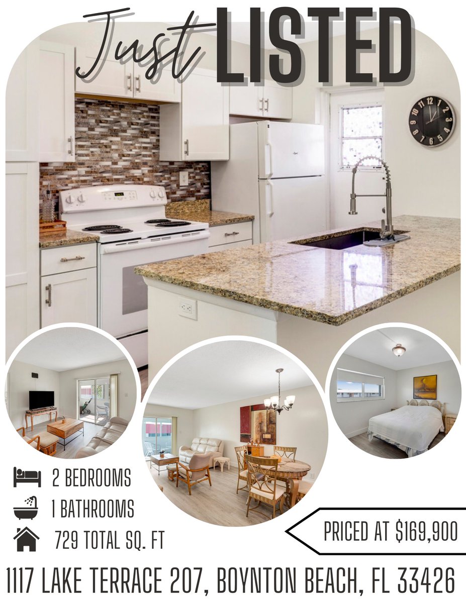 JohnTrueman14's tweet photo. Just listed in Boynton Beach!!!
.
Asking Price: $169,900.00
2 Bed | 1 Bath | 729 Total Sq. Ft
1117 Lake Terrace 207, Boynton Beach, FL 33426
.
Click the link below for more information:
https://t.co/7HnPTzvQtN
.
#Justlisted #boyntonbeach #listing #lookingforhouse #progress https://t.co/XYSL2ONx8f