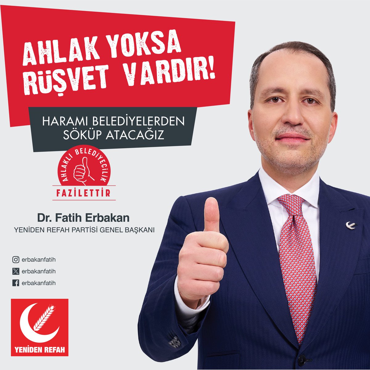 rprefahpartisi's tweet photo. Rantçı, heykelci, örgütçü belediyecilik dönemi bitecek 🛑

Haramı belediyelerden söküp atacağız 👍 https://t.co/qD2Ib9csUy