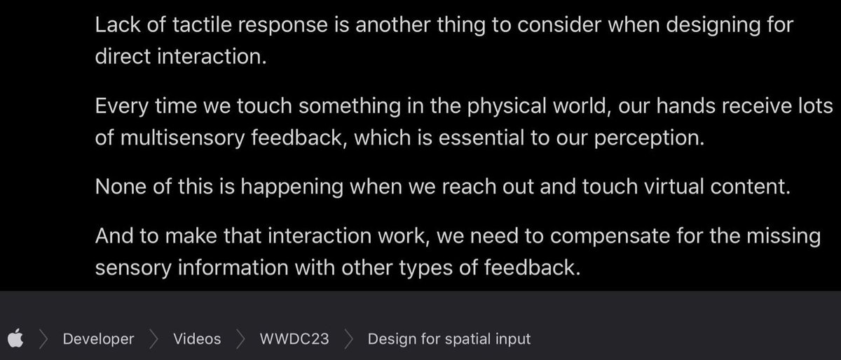 Congrats @Apple, all of the pioneers across our industry, and everyone who pre-ordered today! It’s an incredible feeling, and we can’t wait to get hands-on with the Vision Pro ourselves😏 From ‘Design for Spatial Input’ @ WWDC23: AVP will enable many quality UI/UX engagements,…