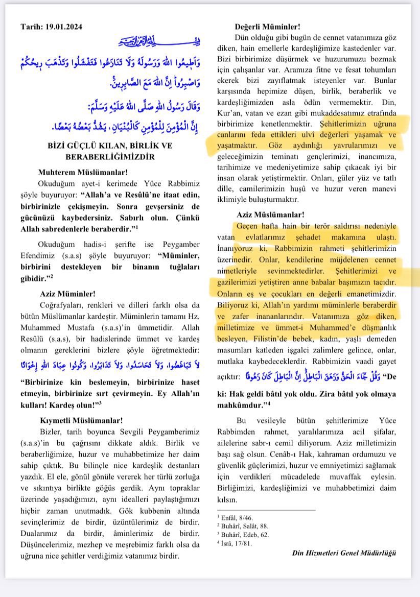 OnderKahveci's tweet photo. Diyanet İşleri Başkanlığının Cuma hutbesinden şehitler ile iligili bölümü okumayan imam'ı uyaran Kulp Kaymakamı @burakakeller mülki idare amiri olarak görevinin gereğini yapmıştır.
Gerisi Lafügüzaf’tır.
Duyarlı davranışından dolayı Kaymakam Sn.Burak Akeller’i kutluyorum https://t.co/EdwjLJE35F