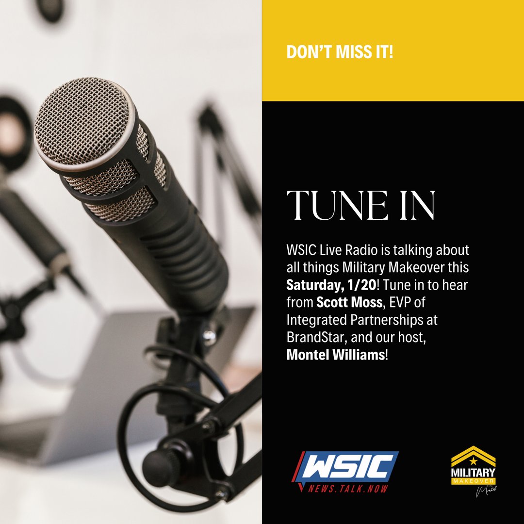 Tune In to a special episode of “Putting The Pieces Back Together” on @WSICnews 105.9FM, 100.7FM, and 1400AM tomorrow. Guests @montel_williams and Scott Moss will be taking over with all-new information about #MilitaryMakeover! Join us tomorrow — Saturday, 1/20!