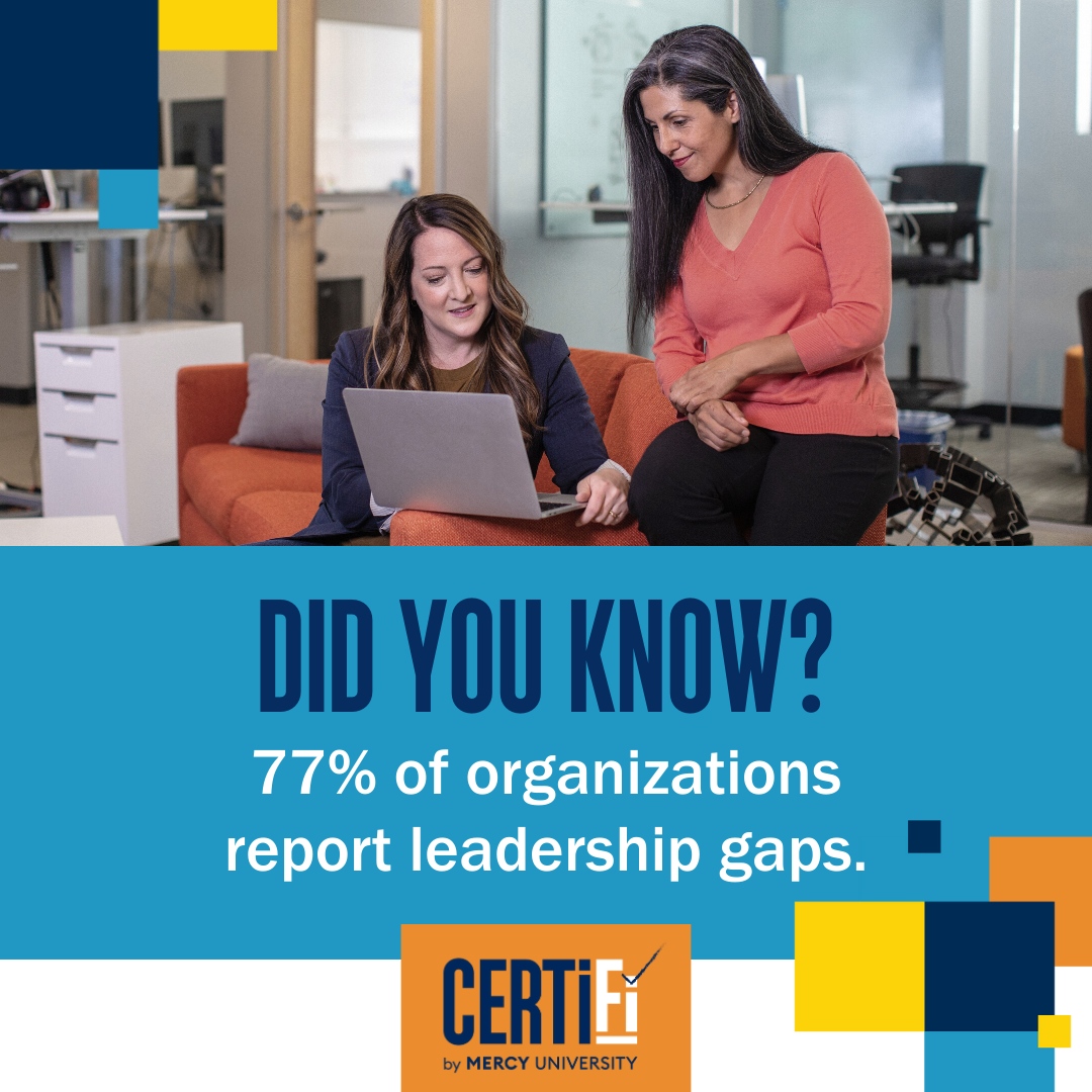 CertifibyMercy's tweet photo. Did you know that a staggering 77% of organizations acknowledge a significant leadership gap? It's a call to action for aspiring leaders! 

Visit https://t.co/CFxzIIE0cA to learn more. 

#CERTIFi #mercyuniversity #onlinecourses #careers https://t.co/6FR0OUluZv