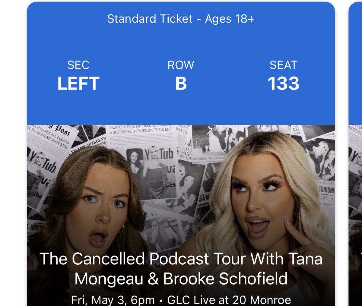 @tanamongeau BITCH IM SECOND ROW I CANT WAIT TO SEE U AND BROOKIEEEEE