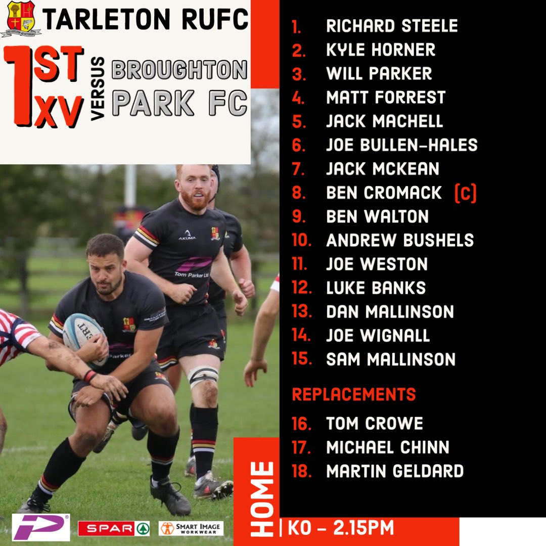 ❗️20:01:24 - TEAM NEWS❗️

▶️ 1st XV to take on Broughton Park FC

Good luck to all the lads pulling on the Tarleton shirt tomorrow. 💪🏻 

#onebadgeoneclub 
#wearetarleton
❤️💛🖤