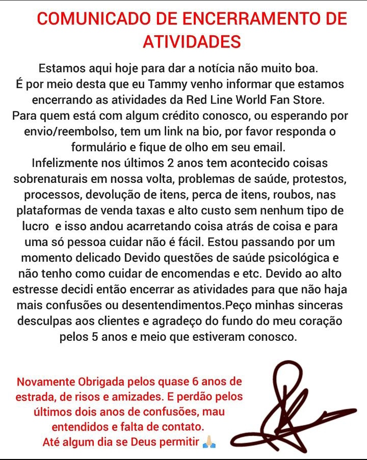 RedLineFanStore's tweet image. Obrigado por tudo gente!
Att

RED LINE FAN STORE