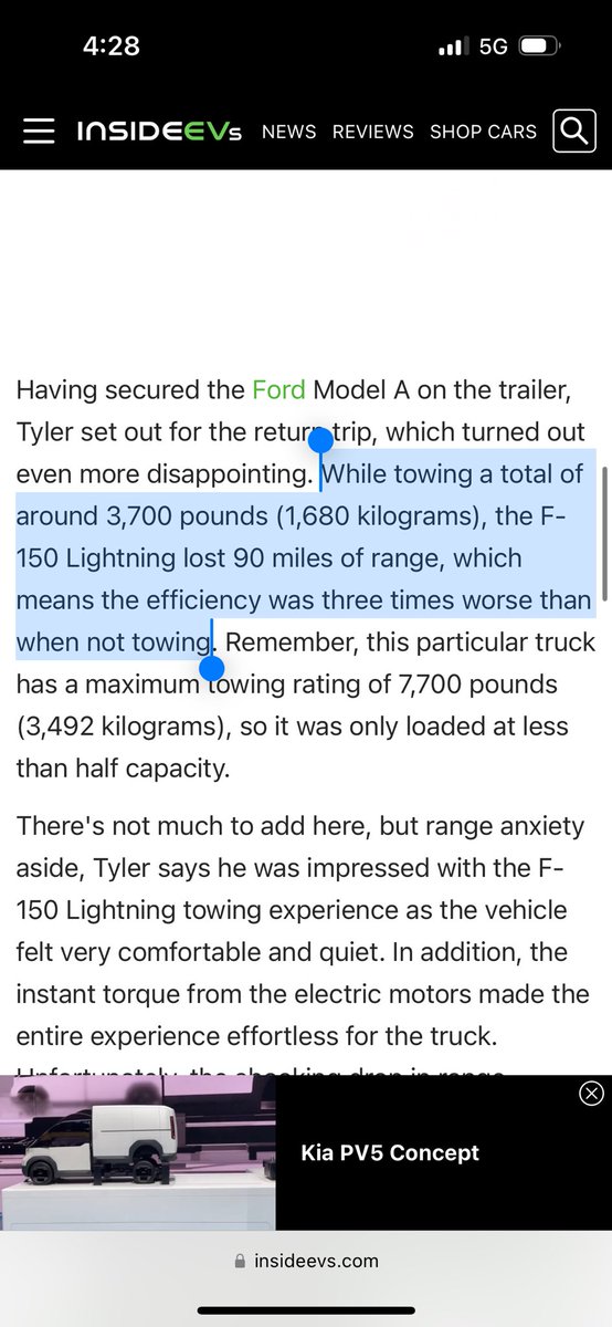 Reminded of the rude awakening @HooviesGarage had with with his F-150 Lightning Feels like the electric pickup letdowns will continue until 1) people adjust their expectations or 2) manufacturers/early adopters learn important lessons from the first wave insideevs.com/news/612612/to…