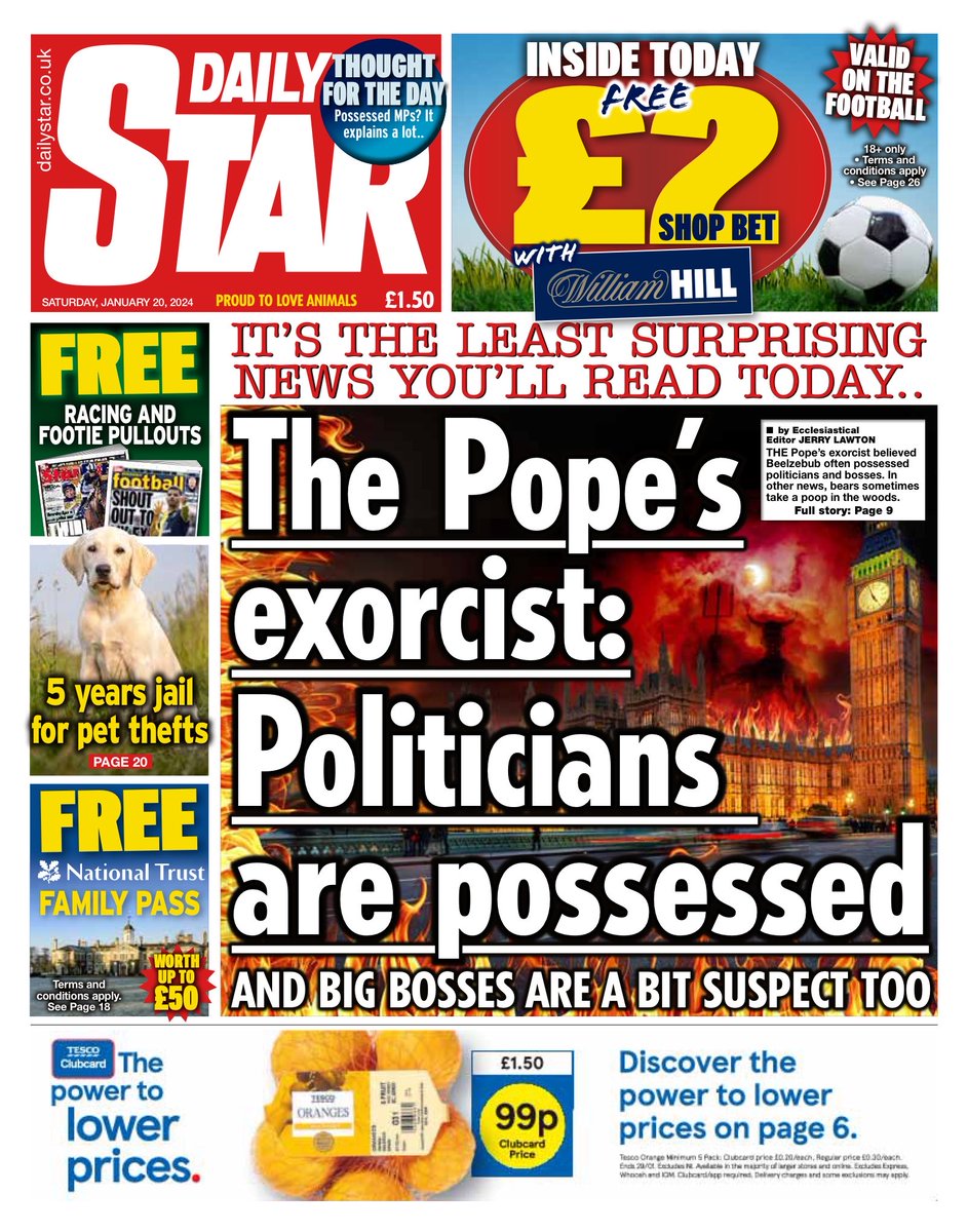 STAR: The Pope’s Exorcist #TomorrowsPapersToday