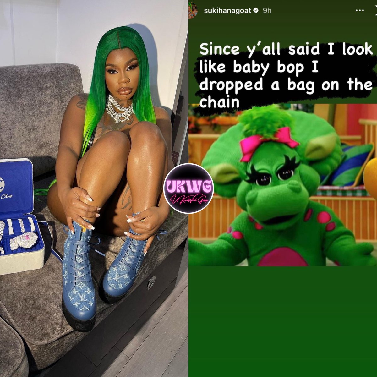 UKnowWhatGossip's tweet image. Sukihana decided to treat herself and drops a bag on a #BabyBop chains after seeing comments from trolls. #Thoughts