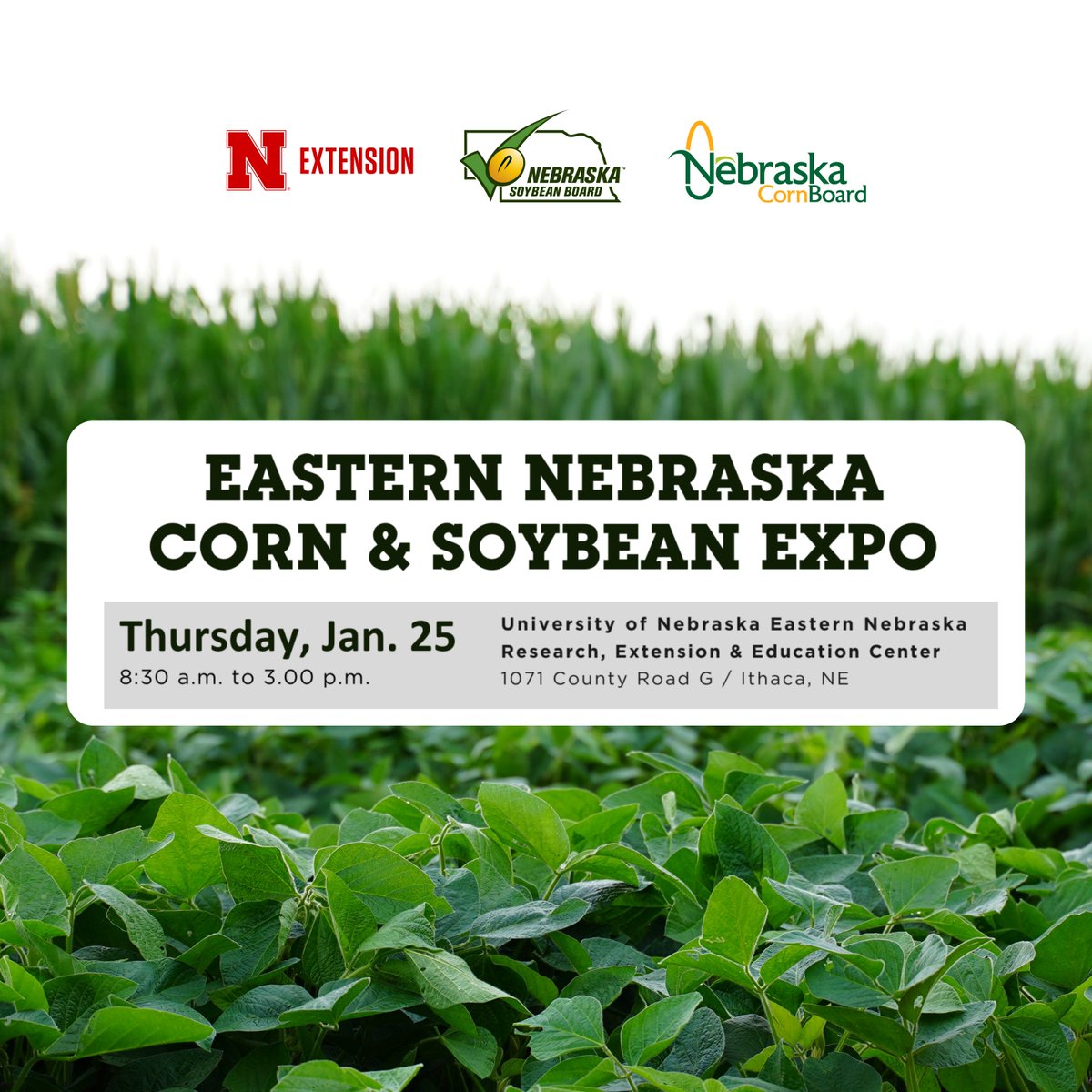 Nebraska Soybean Board (@nesoybeanboard) on Twitter photo Join us at the Eastern Nebraska Corn and Soybean Expo on Jan 25 at <a href="/NebENREEC/">Univ of NE ENREEC</a> near Mead! Explore equipment, hear expert speakers and gain insights on 2024 #soybean and #corn production. It's a FREE event—no pre-registration is needed. Learn more here: tinyurl.com/ytup9t2e Join us at the Eastern Nebraska Corn and Soybean Expo on Jan 25 at <a href="/NebENREEC/">Univ of NE ENREEC</a> near Mead! Explore equipment, hear expert speakers and gain insights on 2024 #soybean and #corn production. It's a FREE event—no pre-registration is needed. Learn more here: tinyurl.com/ytup9t2e