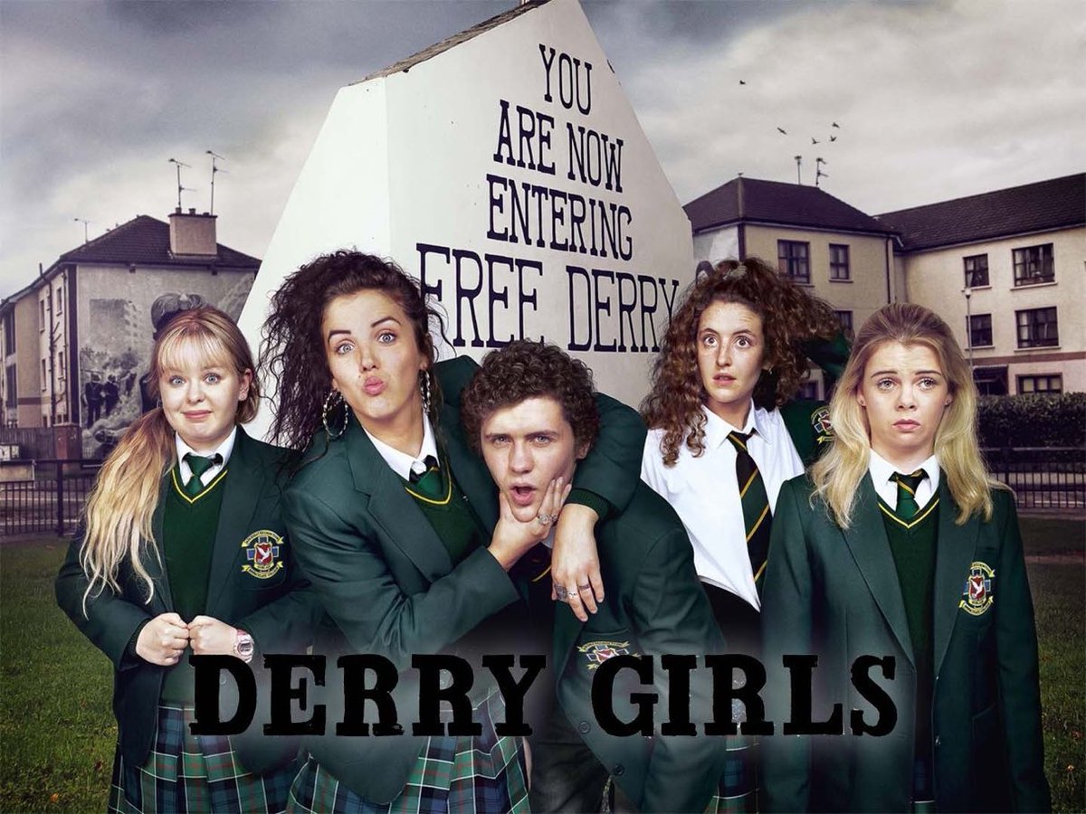 SaveRedlandLibr's tweet photo. 10pm TODAY on #E4Extra
From 2018, s1 Ep 3 & 4 of #Comedy series📺 “Derry Girls” directed by #MichaelLennox & written by #LisaMcGee
🌟#SaoirseMonicaJackson #LouisaHarland #NicolaCoughlan #JamieLeeODonnell #DylanLlewellyn #TaraLynneONeill #KathyKieraClarke #SiobhanMcSweeney https://t.co/SwykA3ZX1M
