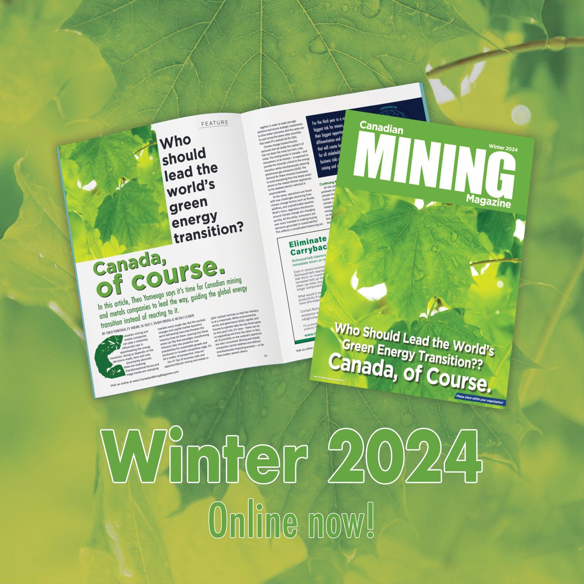 cminingmagazine's tweet photo. Read our Winter 2024 issue online, for free!
https://t.co/nm2dItKDyc
#Canadianmining #Magazine #MiningMagazine https://t.co/MklBWh6JzM