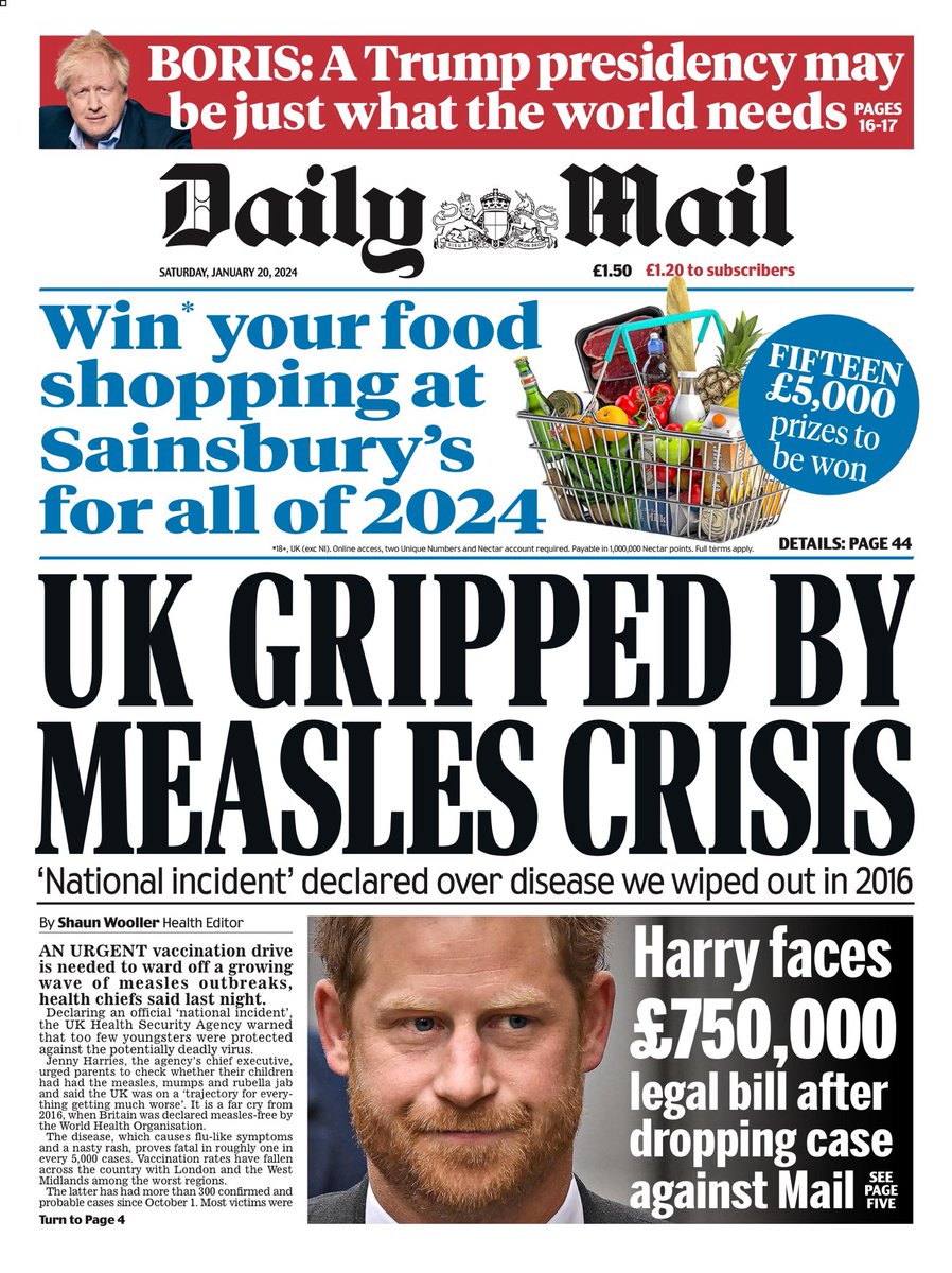 MAIL: UK Gripped By Measles Crisis #TomorrowsPapersToday