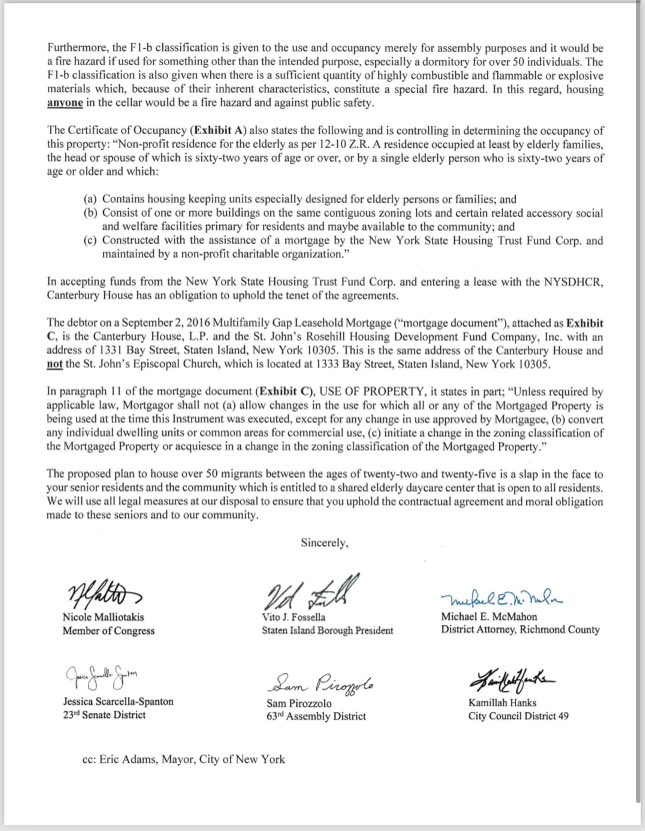 Our office was alerted of plans by @NYCMayorsOffice to open a migrant shelter in the basement of Canterbury House Senior Residence. This would violate several legal agreements, zoning & fire codes. We OPPOSE this plan & will do everything we can to protect our seniors' spaces!