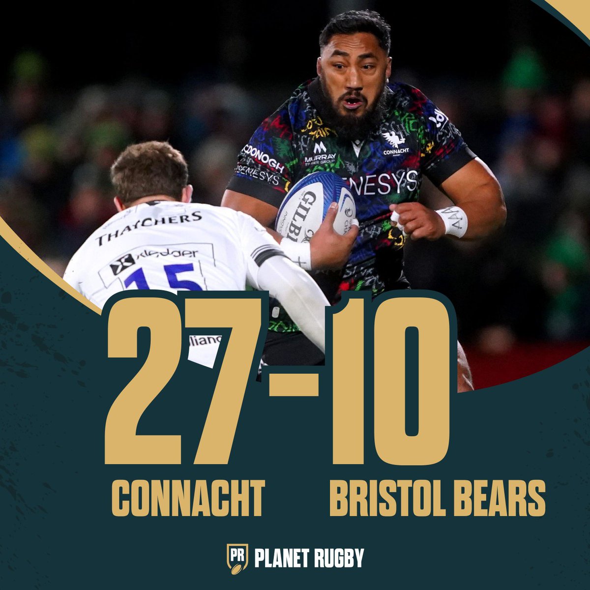PlanetRugby's tweet photo. 🟢 CONNACHT SEAL MAXIMUM AGAINST 14-MAN BRISTOL BEARS!
#InvestecChampionsCup #CONvBRI https://t.co/Mg0AcYEnGH