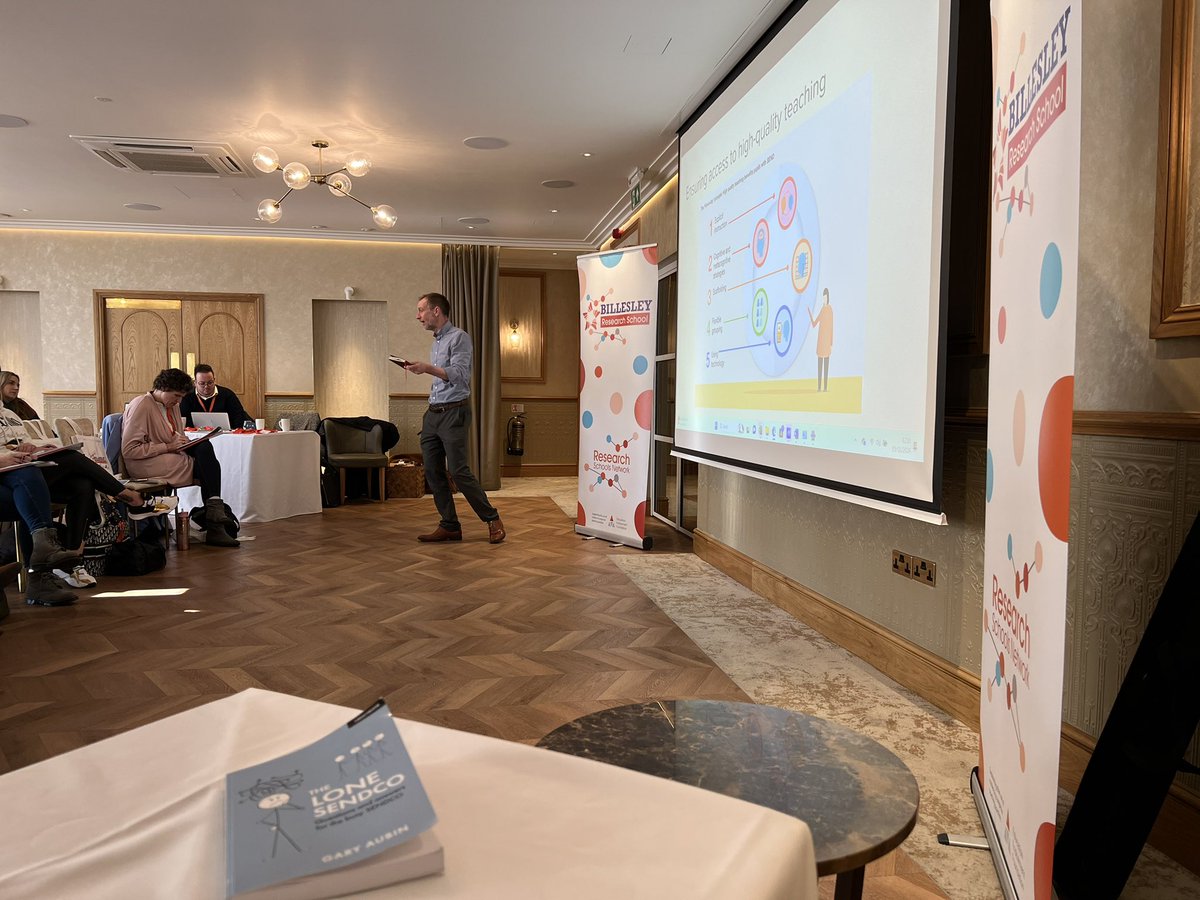 BillesleySchool's tweet photo. A thought provoking session from @SENDMattersUK… consider the greatest teaching of pupils with SEND… Walsall PEIA are looking forward to continuing their work with Gary over the next 12 months. #TheLoneSENSCO #FiveADay #MostImpact @ElliotFndtn https://t.co/zB4kTHBqoz