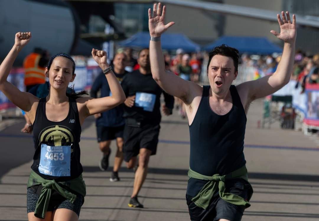 That feeling when you and your favorite running buddy cross the finish line together 🙌

Tag a friend you want to cross the finish line with at the 2024 Air Force Marathon! 

#FlyAFM
