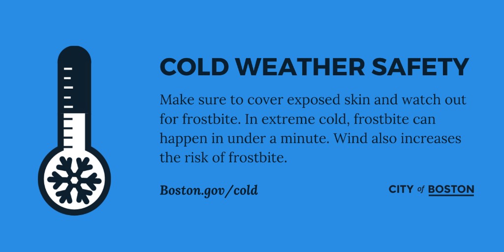 Stay warm, Boston! Wind chills are expected to be as low as zero degrees tomorrow into Sunday, January 21. For cold weather safety tips, including how to prepare for the weekend, visit boston.gov/cold