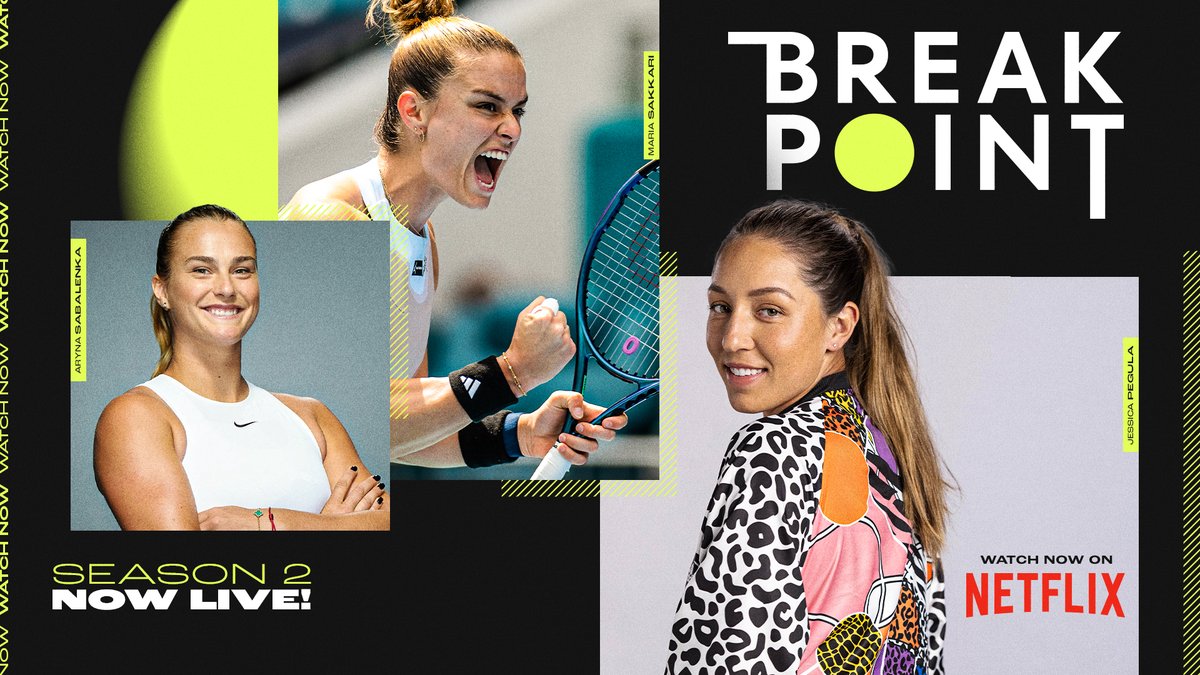 WTA's tweet photo. 𝙏𝙪𝙙𝙪𝙢𝙢𝙢𝙢𝙢𝙢 ▶️

ICYMI #BreakPointS2 has been live for over a week now!

Do you have a fav moment/scene/storyline? 👇 https://t.co/Gk6aYKq5aE