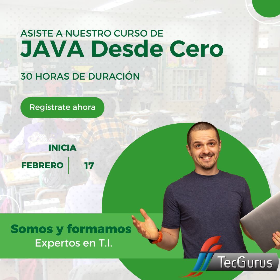 tecgurusnet's tweet image. 🚀 ¡Descubre el fascinante mundo de la programación con "Java Desde Cero" en Tec Gurus!
🔗Comunícate tecgurus.net
Aprende los fundamentos esenciales. 📚
Comienza el 17 de febrero. 💻
🔗wa.link/5cns4x
#SoyGuru #JavaDesdeCero #ProgramaciónConPasión