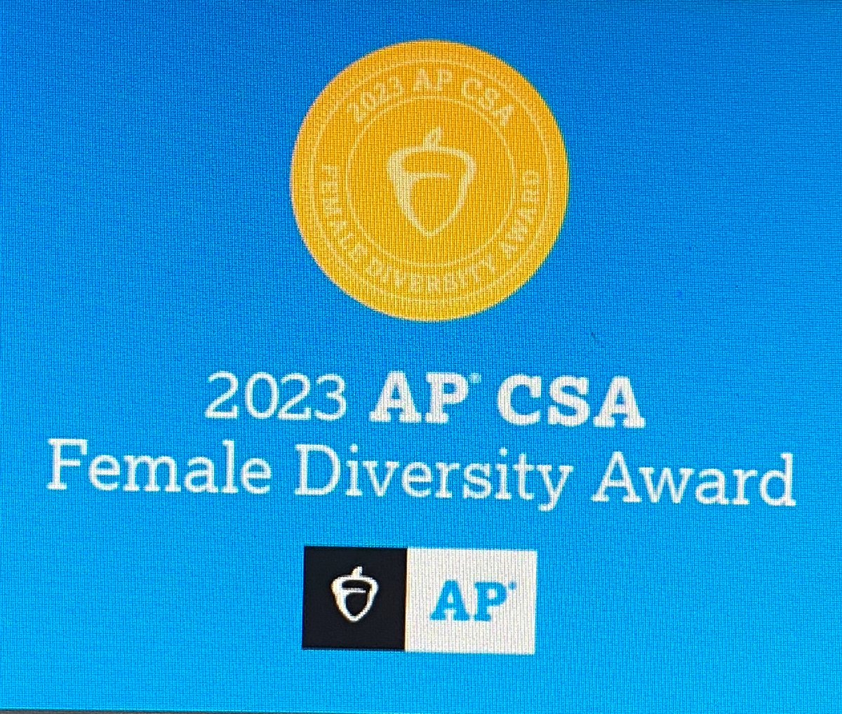 Exciting news! Tornillo has received @CollegeBoard’s Female Diversity Award for AP Computer Science A. We’re so proud of the young women exploring STEM and computer science through this course. #APCSA @TISD_Counselors @StephanieV_KVIA #TISDProud