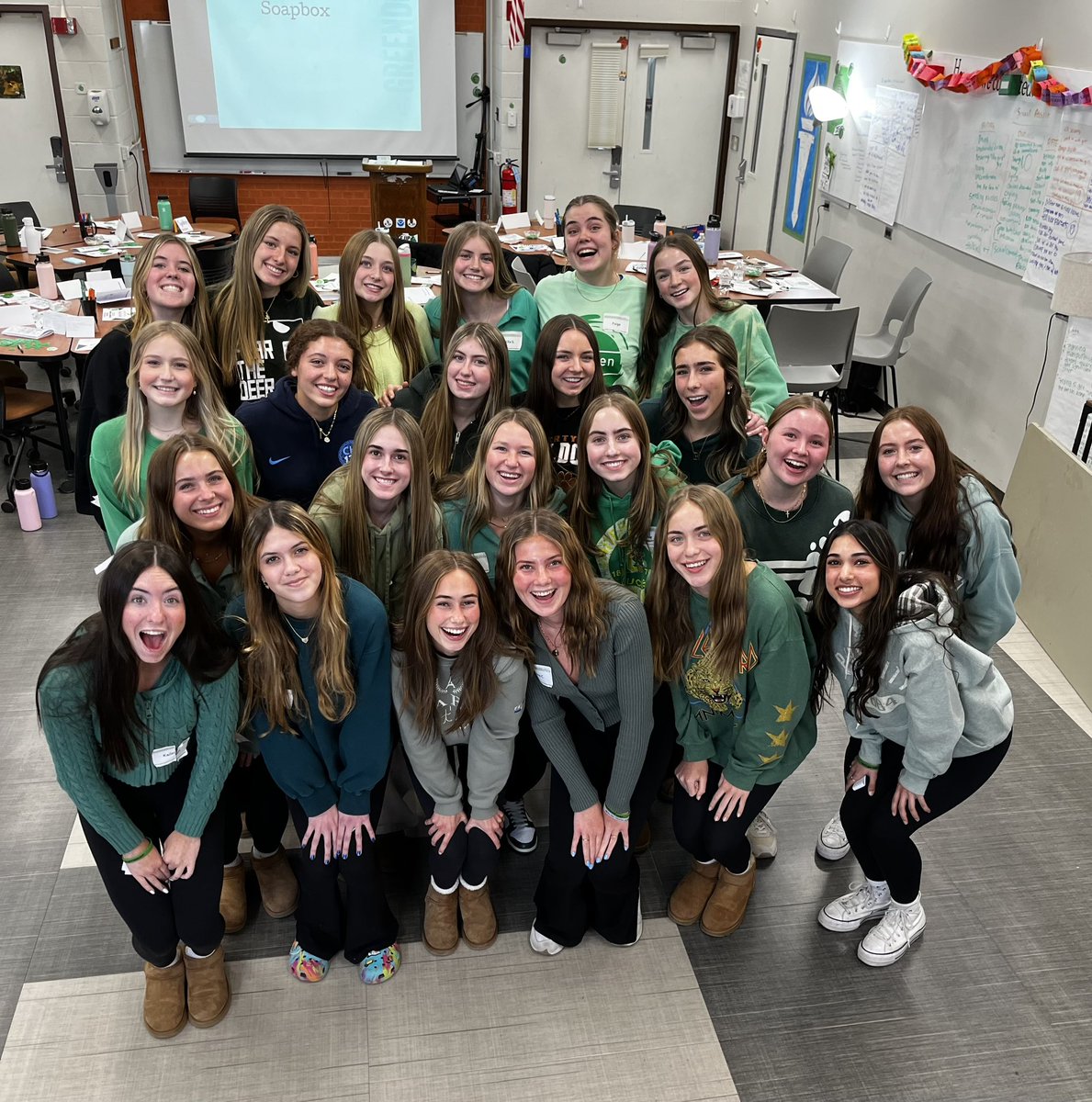 Fabulous group of ladies newly certified in Green Dot Bystander Training! Lots of rising leaders here, @LHS128Principal!