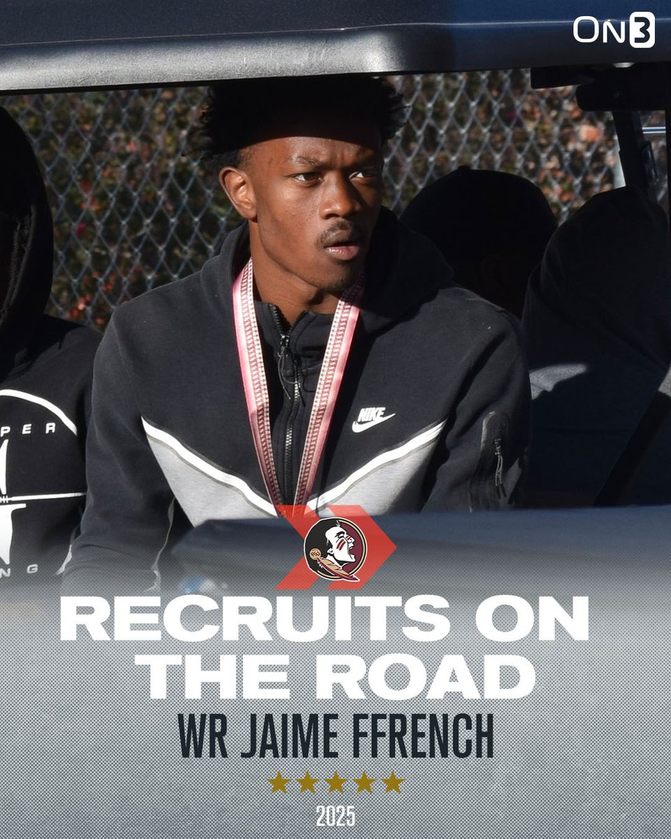 2025 5-star WR Jaime Ffrench is in Tallahassee visiting Florida State this weekend🍢 (📸: @Warchant) Read: on3.com/college/florid…