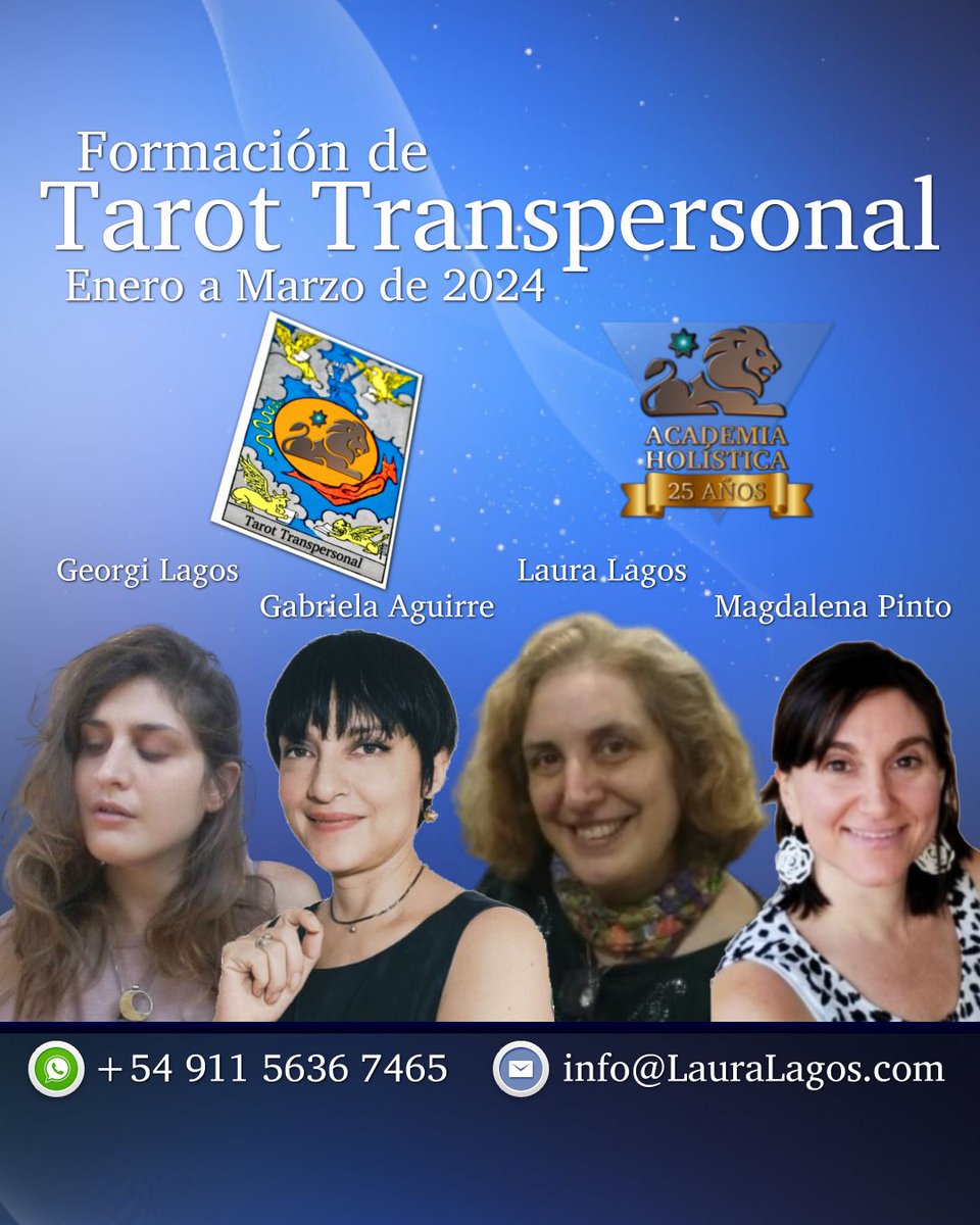 TarotTp's tweet photo. Conducen: Georgi Lagos, Gabriela Aguirre, Laura Lagos y Magdalena Pinto
💬 WhatsApp:   +54 9 11 5636 7465
✉️ Email:   info@LauraLagos.com
👉 +Info:   https://t.co/OuXWmCpgCW

#TarotTranspersonal #tarot #AcademiaHolistica @lauplagos @redHolistica https://t.co/VeY2pGz8UI