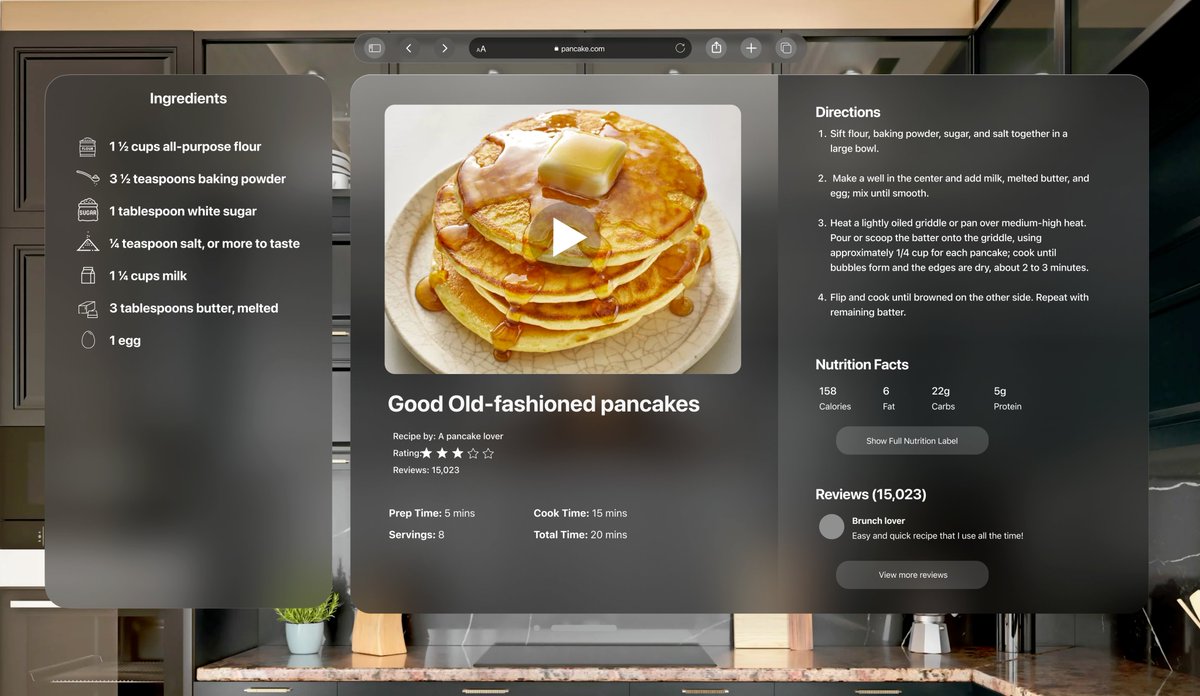 AngelineNeo3's tweet image. Spatial UI design 2: I recently made some pancakes, so I thought, why not design a pancake recipe UI? 🥞
What are your thoughts? Any feedback is welcome! 📷✨
#SpatialUI #UIDesign #DesignFeedback #UX #UserInterface #DesignCommunity #DigitalDesign #CreativeProcess