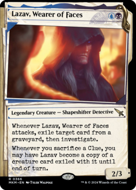 It seems the rumors of Lazav's deaths were exaggerated. Quick, everybody, act surprised! More previews at mtgpreviews.com #MTGRavnica Source: twitter.com/aliasvedh/stat… 🎨: @WisnuTan,@juliedillon,@TylerWalpole