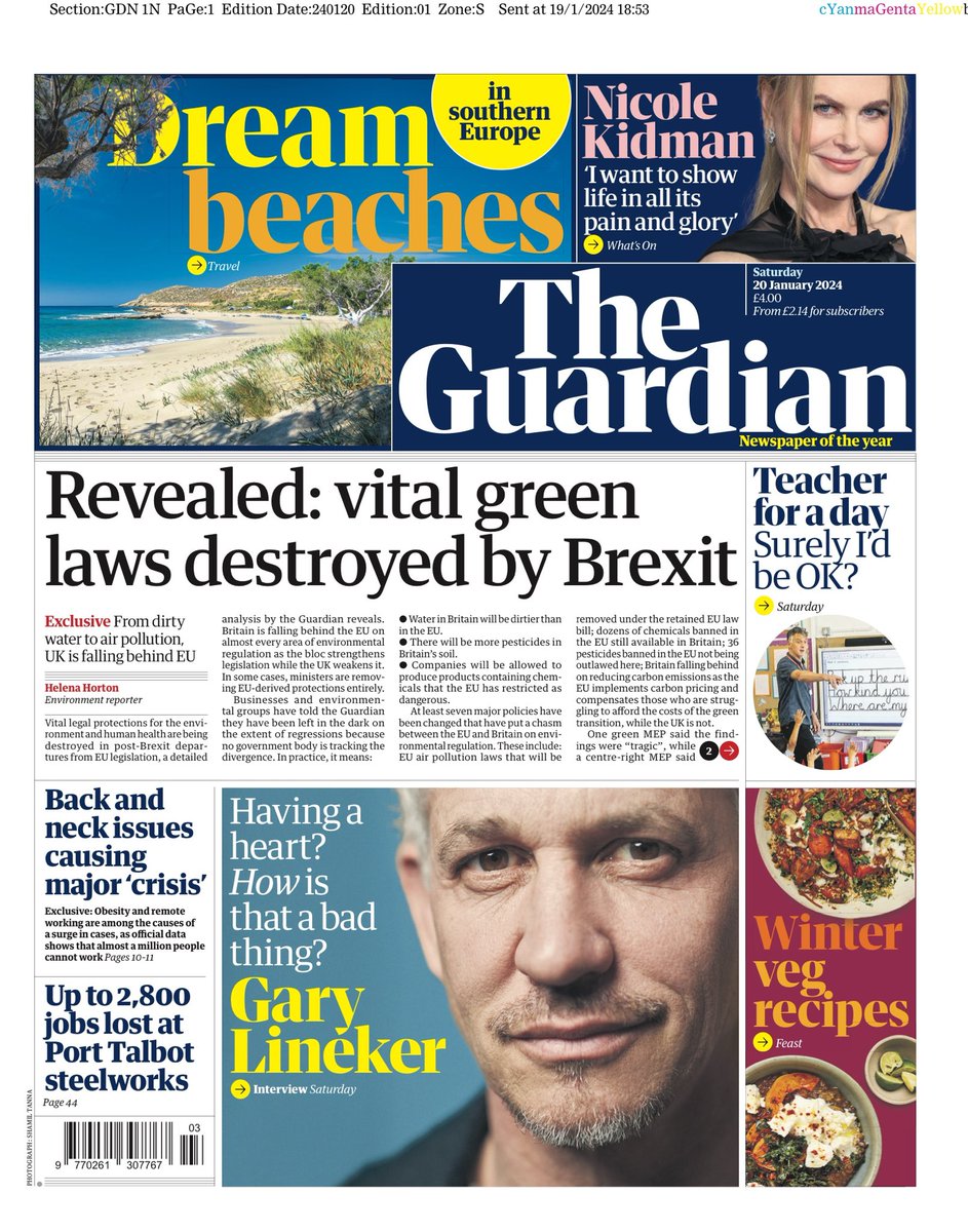 GUARDIAN; Revealed, vital green laws destroyed by Brexit #TomorrowsPapersToday