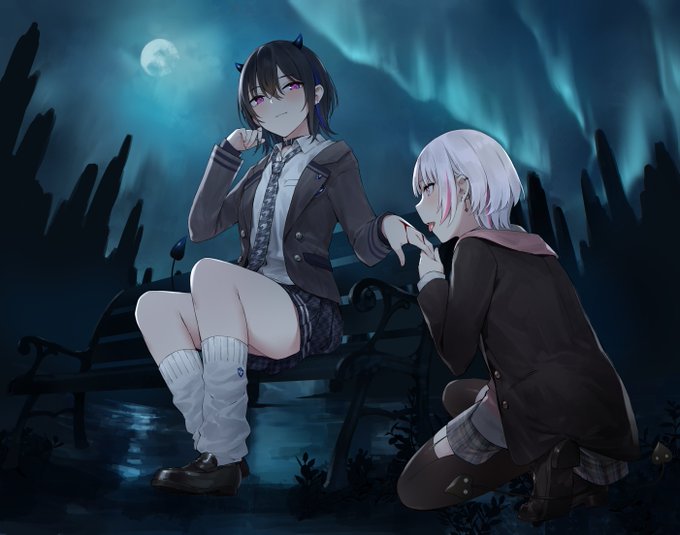 ちょっと遅いが、新衣装のせさんとあしょみです。
吸血鬼と血族のような雰囲気を描きました。

#一ノ瀬の絵 #空澄絵 