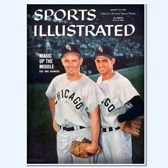 BSmile's tweet photo. "Magic Up The Middle" - Nellie Fox & Luis Aparicio, Chicago #WhiteSox (Sports Illustrated - August 10, 1959) #MLB #Baseball #History #RIPSI https://t.co/7zqwu6gPMK