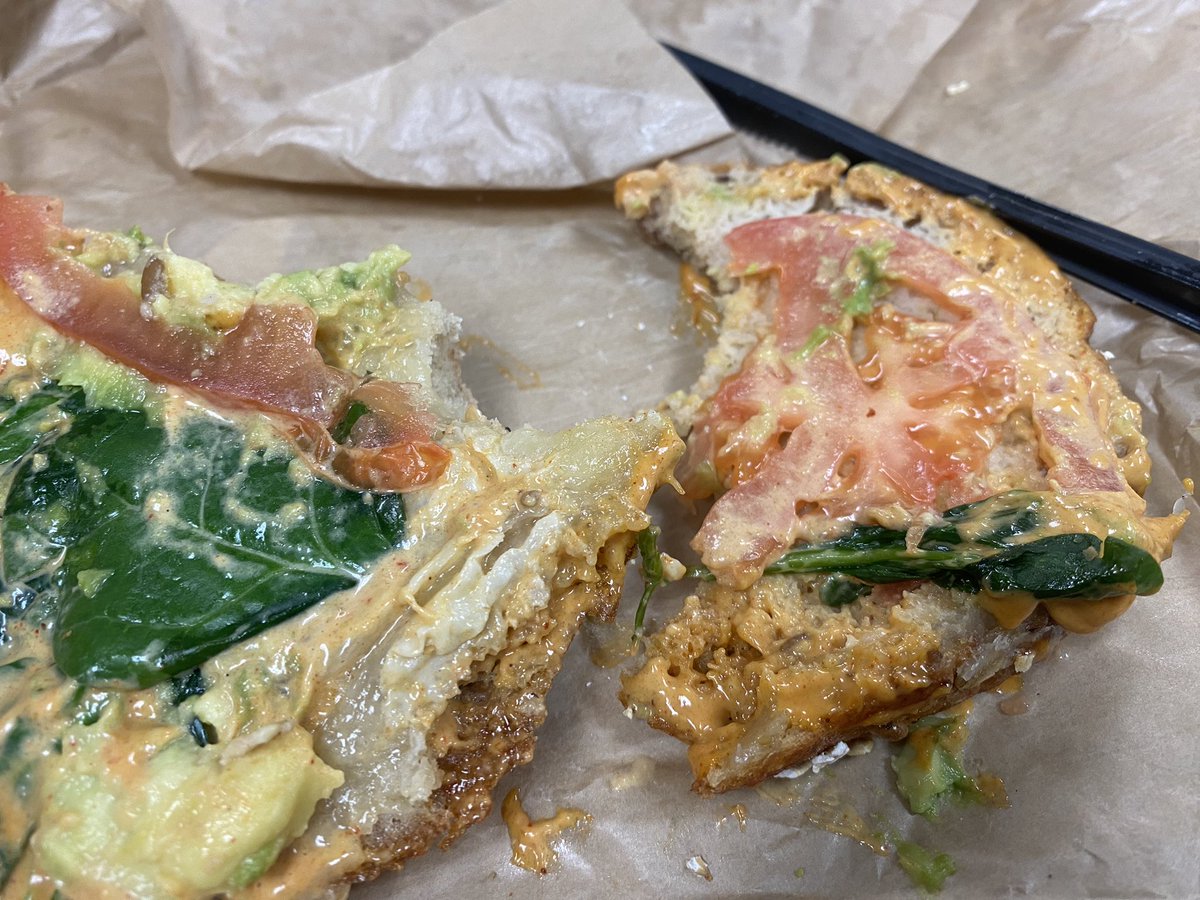 TheOfficialLA's tweet photo. @panerabread  I was so upset that I had very little avocado, I didn’t notice I was also missing the entire egg white!  So disappointment because I waited at least 2 mins at the window for it. Got caught up with work and forgot to call. SMH! https://t.co/T4a8RhN74P