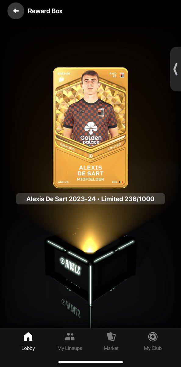 Won this De Sart limited for my 3x win streak on #SorareRivals I’ll give him away to someone who retweets this tweet 👌 #sorare (winner announced tomorrow morning)