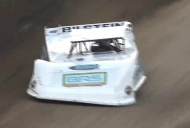 This is crazy! Looks like it slid into a tree.  Broke the track record too.  #volusiaspeedway #sunshinenationals