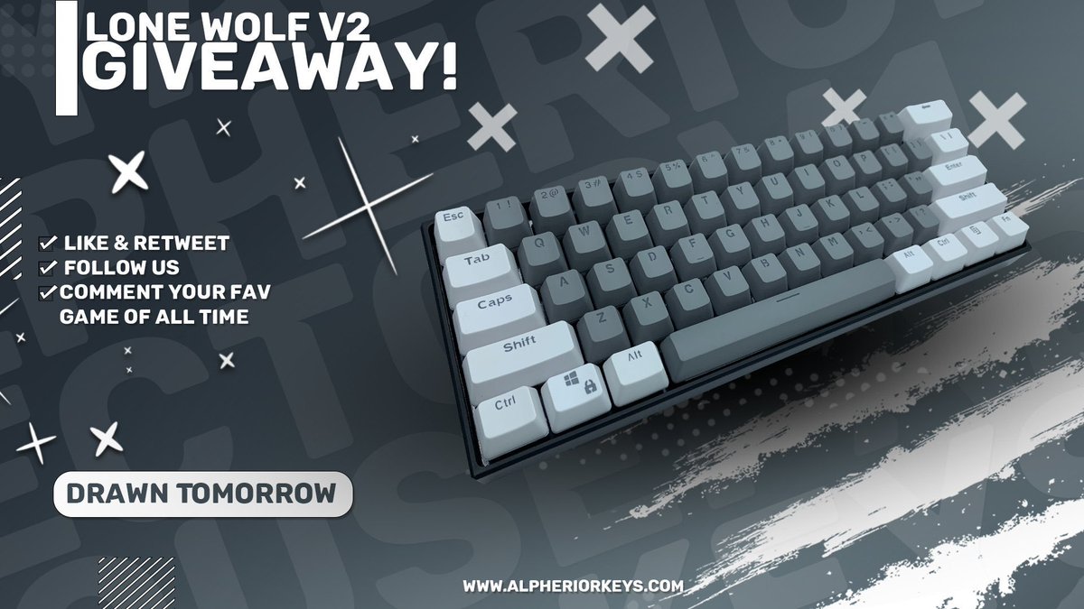 AlpheriorKeys's tweet image. ◤◢◤◢◤◢◤◢◤◢◤◢ 
Hai Gamer FAM! Thank you all so so much for your support lately! This time we&apos;re doing a Lone Wolf V2 Keycap Set Giveaway!🤍

To Enter: 
-Retweet &amp;amp; Like 
-Follow us 
-Tag a gamer

Winner Drawn Tomorrow! GLHF🤍 ◤◢◤◢◤◢◤◢◤◢◤◢