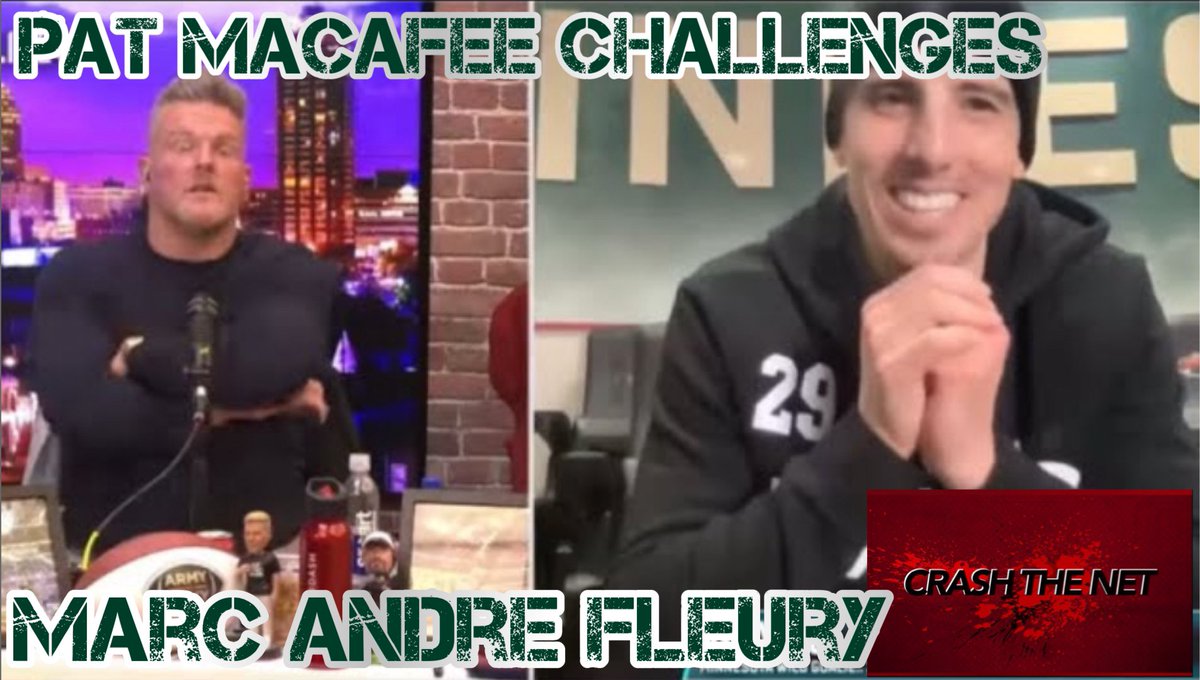 🏒Pat McAfee challenged Marc Andre Fleury by offering $250,000 to a charity of his choice if he can do one thing. What is it? Watch the highlight to find out. Don't forget to subscribe to @crashthenet0073 for more amazing hockey highlights!⬇️ youtu.be/4W8gq3f7ZHQ?si…