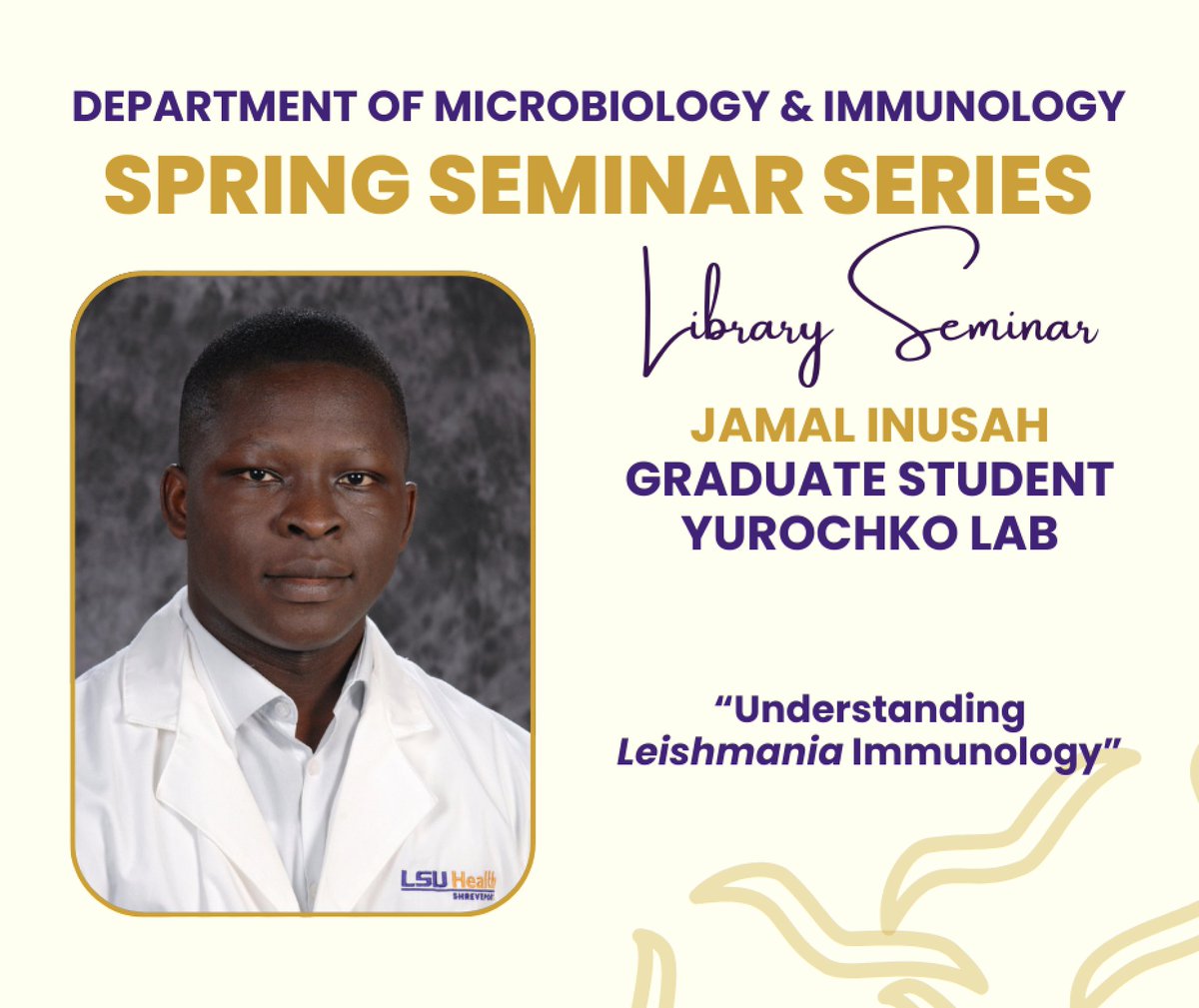 LSU Health Shreveport Microbiology and Immunology (@lsuhs_micro) on Twitter photo This week, Jamal Inusah kicked off our 2024 Spring Seminar Series with his first of two library seminars! Library Seminars are the first major milestone - aside from coursework - <a href="/LSUHS_Micro/">LSU Health Shreveport Microbiology and Immunology</a> graduate students undergo! Nice work, Jamal!
<a href="/LSUHS/">LSU Health Shreveport</a> <a href="/LSUHSResearch/">LSU Health Shreveport Research</a> <a href="/LSUHS_PhD/">LSUHS School of Graduate Studies</a> This week, Jamal Inusah kicked off our 2024 Spring Seminar Series with his first of two library seminars! Library Seminars are the first major milestone - aside from coursework - <a href="/LSUHS_Micro/">LSU Health Shreveport Microbiology and Immunology</a> graduate students undergo! Nice work, Jamal!
<a href="/LSUHS/">LSU Health Shreveport</a> <a href="/LSUHSResearch/">LSU Health Shreveport Research</a> <a href="/LSUHS_PhD/">LSUHS School of Graduate Studies</a>