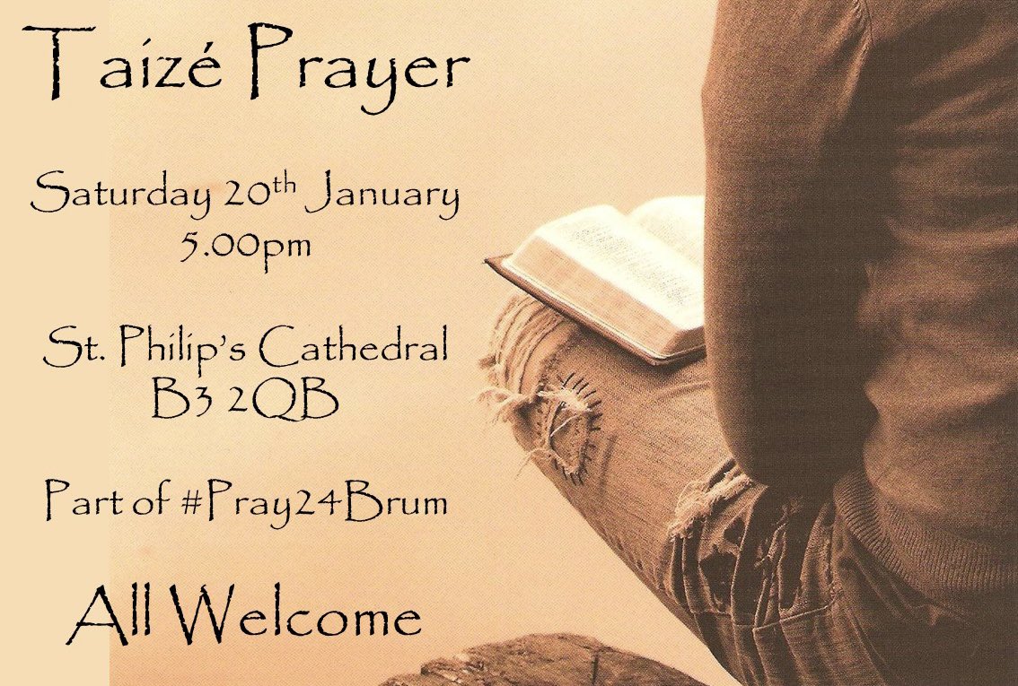 Join us tomorrow, 5pm, <a href="/bhamcathedral/">Birmingham Cathedral</a> 
for Taizé prayer, part of #pray24brum 

#wpcu2024