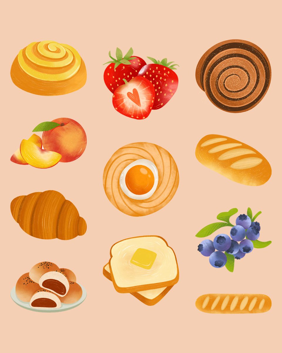 Some artworks for signage and labels I made for my niece's first birthday party 🩷🍞🍓