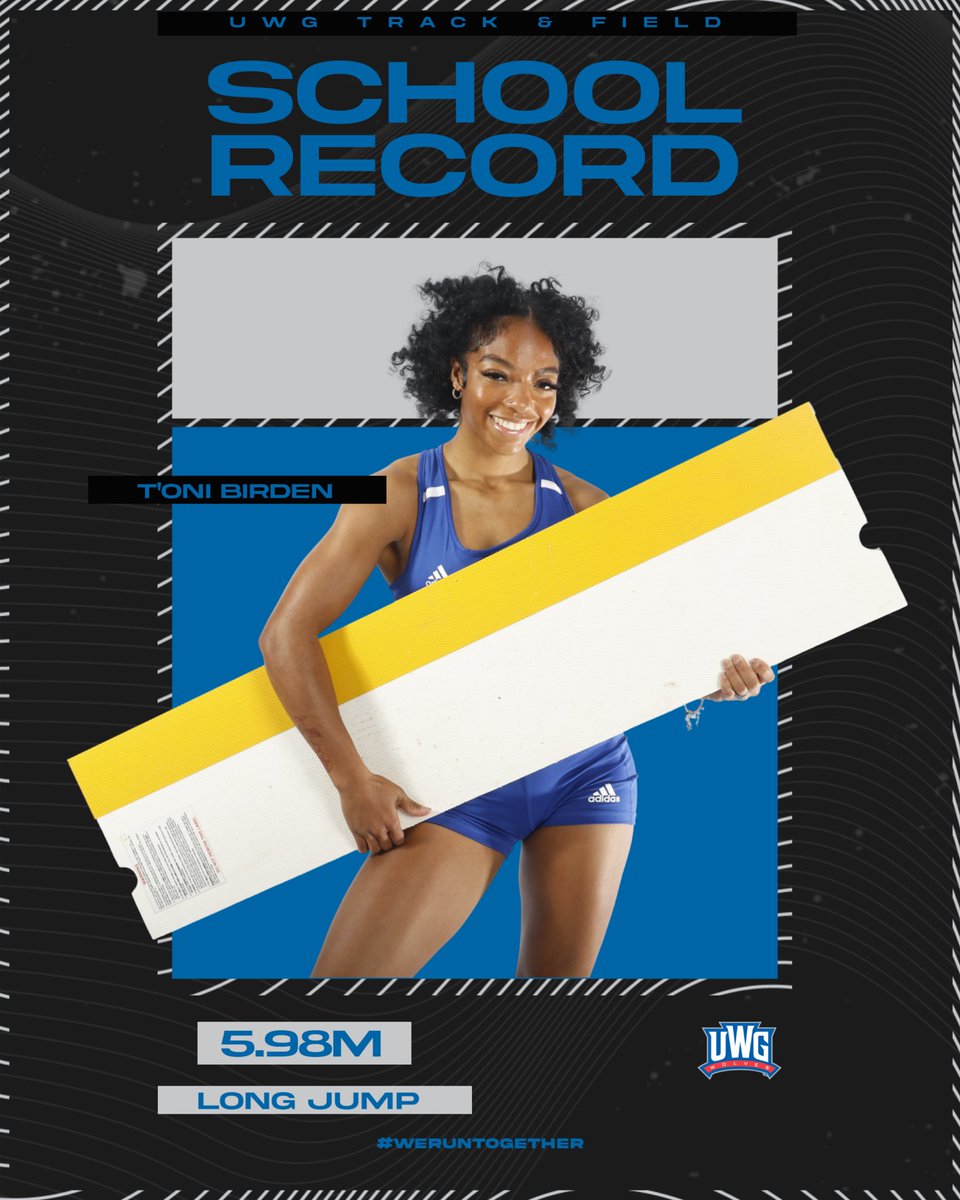 UWGTrack's tweet photo. 🚨 It’s turned into the T’oni show in Nashville!

After breaking the School Record in the Long Jump event, Birden turns around and breaks the School Record in the Pentathlon! 🤯🤯

#WeRunTogether https://t.co/GlLbctg8IF