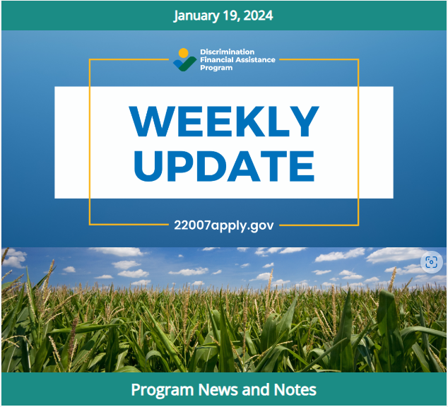 Now that the application period for the Discrimination Financial Assistance Program is closed, check out this week’s newsletter for information on next steps and more!

myemail.constantcontact.com/Discrimination…

#USDA #Farmers #Ranchers #22007apply #IRA22007 #farmlendassist #DFAP #agriculture