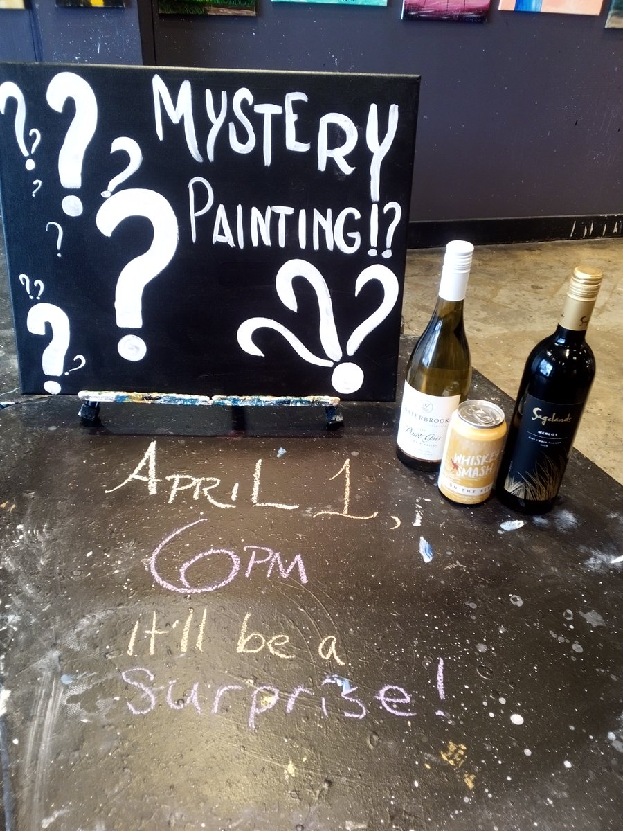 PinotCdA's tweet photo. Wanna paint........something?? Are you up for a creative adventure?? Come to Mystery Painting night at Pinot's on April Fool's Day!! #pinotspalettecda #yesitsarealthing #nofoolin #paintdrinkhavefun #getcreative #datenightideas #trusttheprocess #cdaid https://t.co/V7htJrXugn