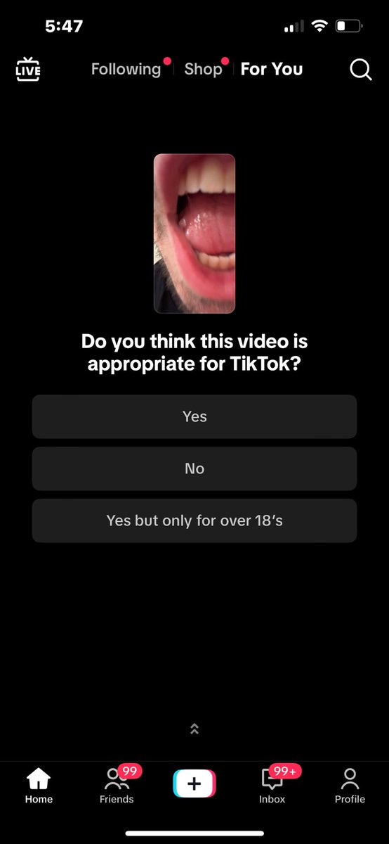 EBieske's tweet photo. Not Tik Tok asking me if this video is appropriate. 😂😂😂😂 @KeithHabs @tryguys https://t.co/1a3oDUW9cr