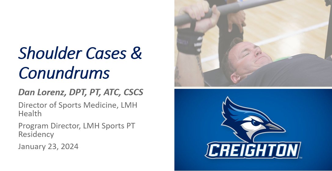 kcrehabguy's tweet photo. Looking forward to talking shoulders next week for @Creighton sports PT class &amp; my friend @GrindstaffTL . Have some cool cases to review - pro VB player, D1 DT, a 17 yo pitcher, and lots of other nuggets to go over. It'll be fun! https://t.co/mLCKDuwWiz