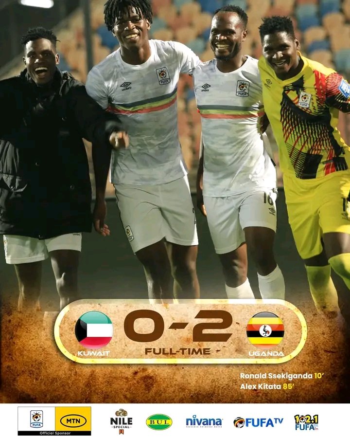 Full-time! ⏰

Kuwait 0-2 Uganda
⚽ Ronald Ssekiganda
⚽ Alex Kitata

#InternationalFriendly 
#KUWUGA
#willstech99
#allfootballfansallovertheworld🌍