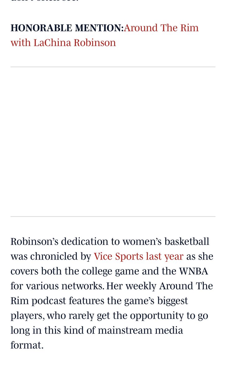 One year after @LaChinaRobinson and I created the @AroundTheRim podcast, @SInow recognized all that we had been doing in a time where it felt like we were falling on deaf ears. I will forever appreciate the recognition from one of the greatest sports news outlets ever. 🙏🏾🏀