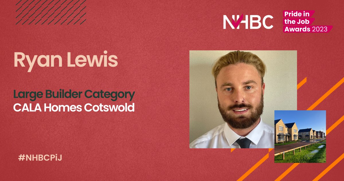 NHBC's tweet photo. Congratulations to Ryan Lewis from CALA Homes Cotswold, our Pride in the Job 2023 Supreme Award winner in the Large Builder Category 🎉

https://t.co/eBHRTyPPDu

#NHBCPiJ #PrideintheJob #Construction #HouseBuilding https://t.co/w3S8LAppMv