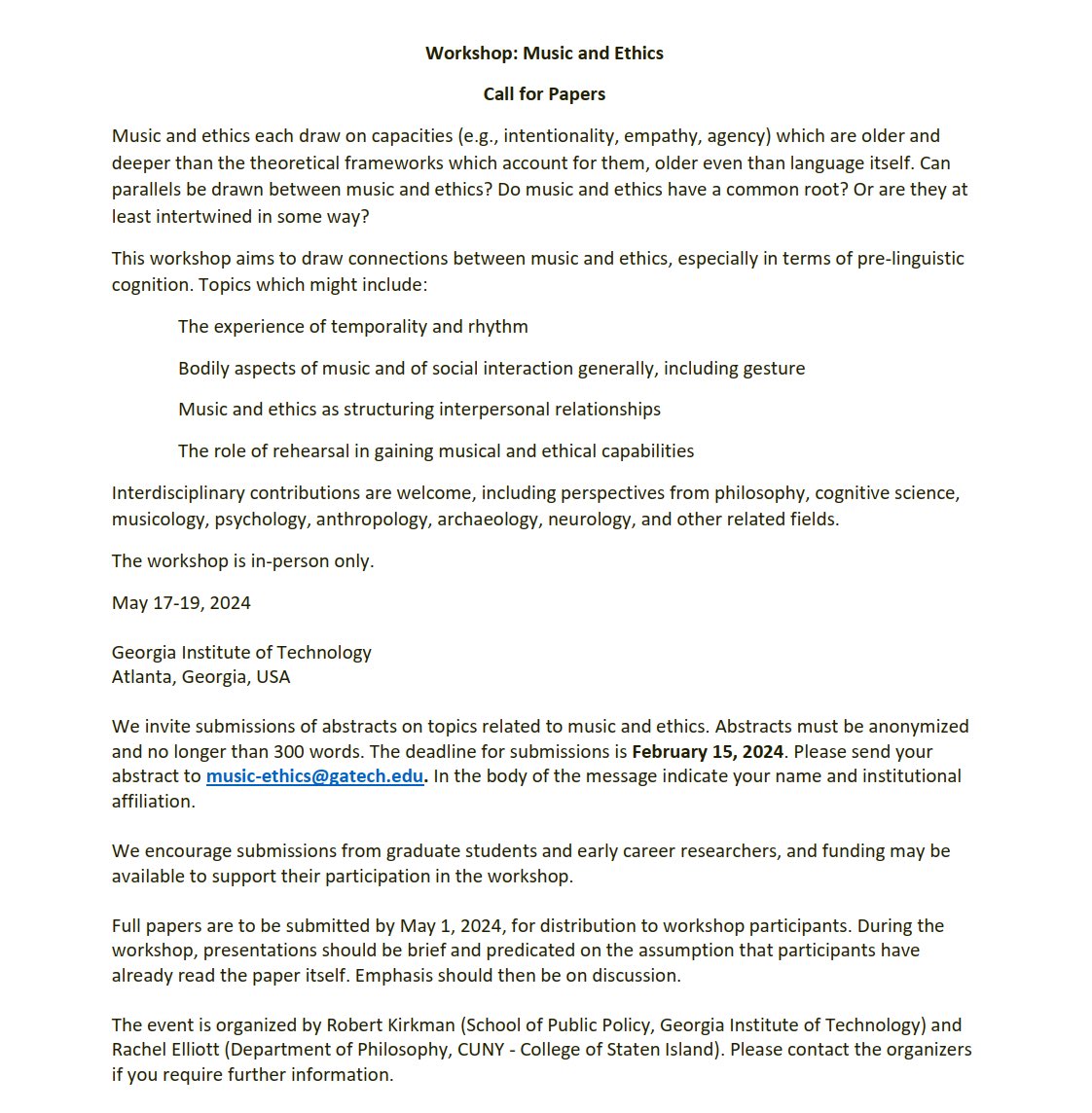 Call for Abstracts! Due February 15 &lt;3