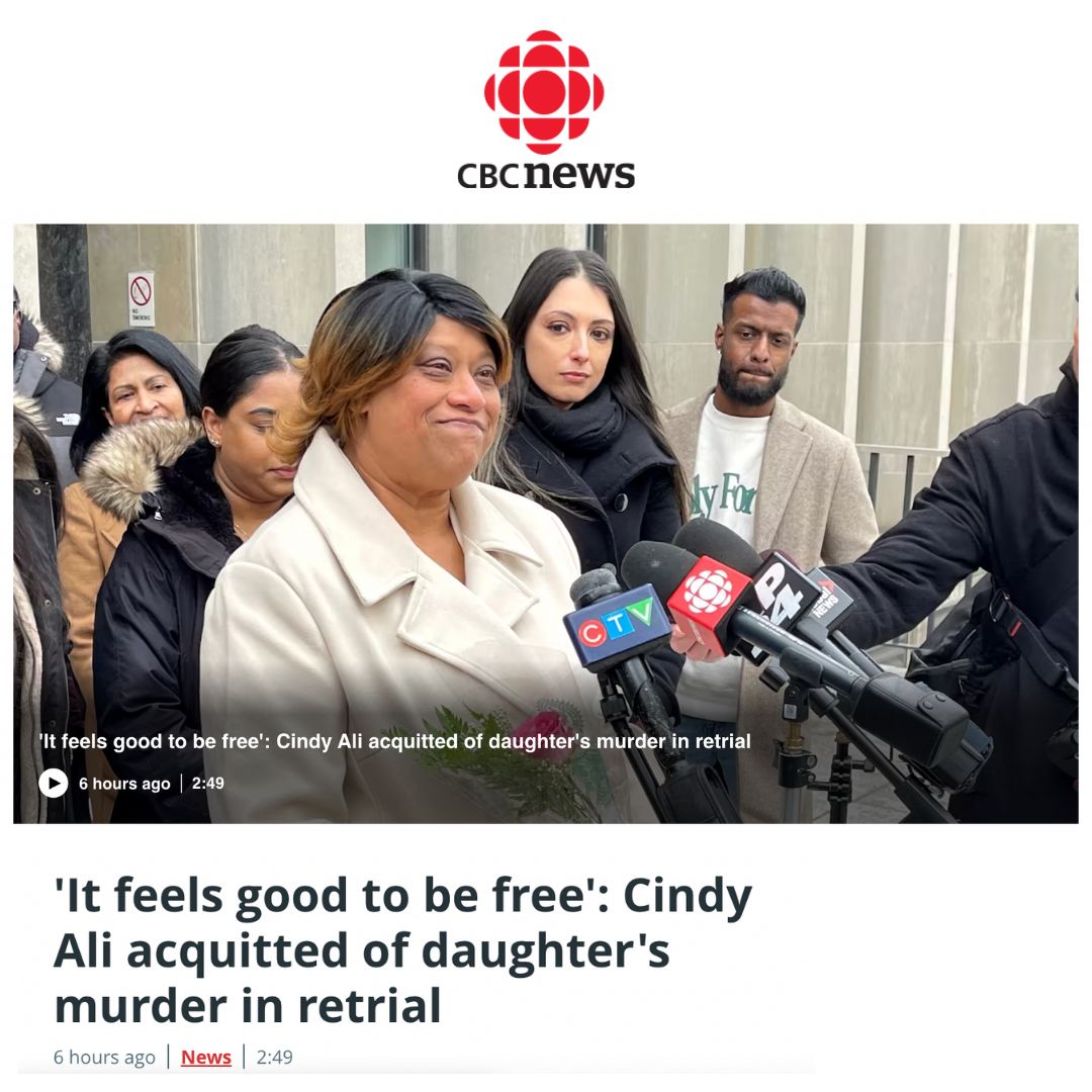 'It feels good to be free': Cindy Ali acquitted of daughter's murder in retrial.

Watch on <a href="/CBCNews/">CBC News</a> 
cbc.ca/player/play/23…